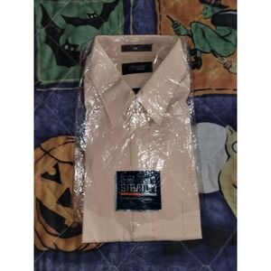 Vintage 1970s Sears Stratum Coral Button-Up Shirt Size 17 34/35 Perma Press